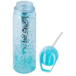 Glitter 1 Litre Water Bottle Transparent Turquoise Open